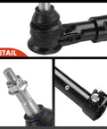 Jeep Spindle Steering Drag Link For Gladiator JT And Wrangler JL Front Wheel Alignment Upgrade, Heavy Duty Steel Construction, Brand New, Pre Greased, Direct Fit, Fits 2020-2025 JT Gladiator And 2018-2025 JL Wrangler, At Spindle Position detail of black steel drag link ends