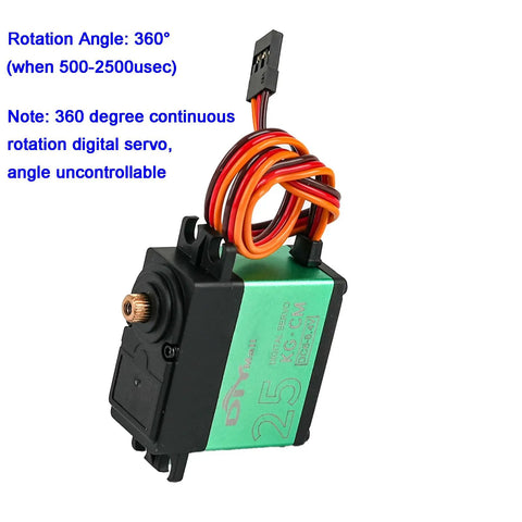 High Torque 360 Degree Continuous Rotation Metal Gear RC Servo For Robots Gimbals Cars And Aircraft 25Kgcm Digital Servo