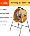 Tough As Nails 16 Inch Industrial Floor Fan Heavy Duty Metal Drum Type with adjustable tilt, yellow housing for commercial use.