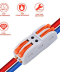 Super Easy Push In Lever Wire Connectors 10 Pack Quick Splice Terminals for no sweat DIY electrical projects with two wires.