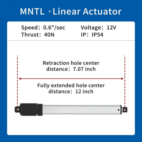 Diagram of 125mm Stroke High Speed Linear Actuator 40N 8.8 Lb IP54 Aluminum Alloy with dimensions and specifications.
