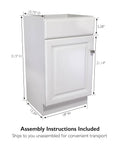 Unassembled White Bathroom Vanity Cabinet With One Door Frameless Design 18 By 16 Inches No Top Spacious Interior For Toiletries