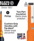 General Purpose Insulated Tool Kit 1000-Volt Rated 22-Piece Set In Lockable 3-Pallet Case Phillips screwdriver detail