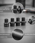 Kick Ass Multipurpose Ratchet Drive Adapter Kit With 4-Piece Carbon Steel Socket Converter Set For Ultimate Versatile Tool Compatibility In Auto Repair And Gear Work, 4-piece black carbon steel