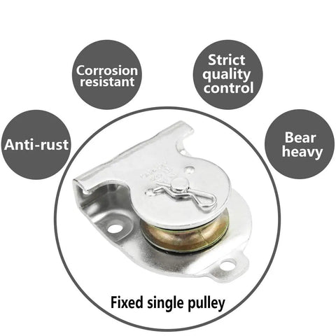 Heavy Duty Zinc Plated Ceiling And Wall Pulley System With One And A Half Inch Single Pulleys, Premium Zinc Plated Iron Construction For Corrosion Resistance And High Load Bearing, Multipurpose Garage, Workshop Or Home Projects, 4 Pack fixed single pulley