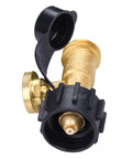 Propane Tank Gauge Level Indicator For 20 To 40 Pound Tanks With QCC1 Type1 Connection, close-up view of brass fitting and dial