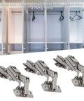 Hydraulic Soft Close Cabinet Hinge With Copper Core Damping System For Quiet No Slam Closings Fits Corner And Wall Cabinets Durable And Easy To Install Includes 3 Sets Hardware Accessories, displayed in front of open cabinets.