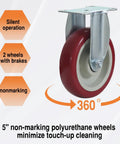 Castered wheel with silent operation, features for Beefy Heavy Duty Panel Cart With Wood Ends And Steel Frame, 1500 Lb Capacity