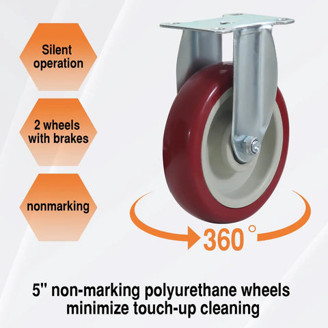 Castered wheel with silent operation, features for Beefy Heavy Duty Panel Cart With Wood Ends And Steel Frame, 1500 Lb Capacity
