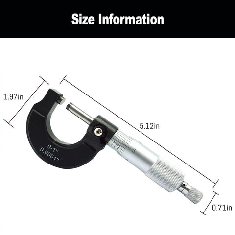 Outside Micrometer 0 To 1 Inch With Ratchet Stop And Lock Nut 0.0001 Inch Precision Machinist Tool Pro Grade Carbide Surfaces size details
