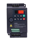 Powerful 750W 1HP Three-Phase Variable Frequency Drive VFD Inverter for 220V Motors, Smooth Start and Precise Speed Control, PLC Ready, Ideal for DIY CNC HVAC and Machinery, Model YL568K, front view with display