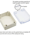 ABS Plastic Junction Box IP65 Waterproof Dustproof Electrical Enclosure With Clear Cover 4.5 By 3.5 By 2.2 Inch Gray with gasket