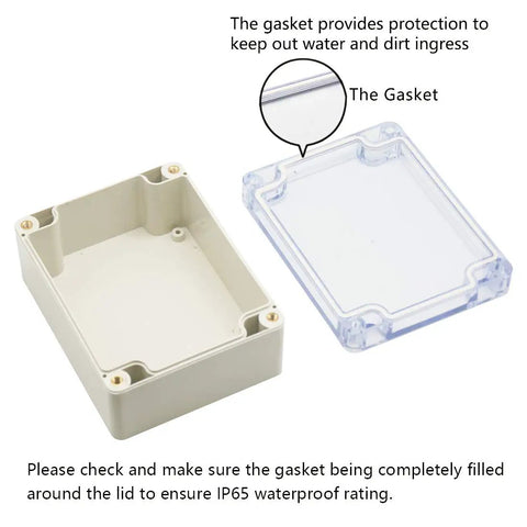 ABS Plastic Junction Box IP65 Waterproof Dustproof Electrical Enclosure With Clear Cover 4.5 By 3.5 By 2.2 Inch Gray with gasket