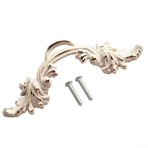 Vintage Zinc Alloy Cabinet Door Handle With Yellow Bronze Finish, Comfortable Grip For Cabinet Doors, Drawers, Dressers, And Furniture Hardware, Classic Antique Style To Elevate Home Decor front view with screws included
