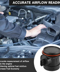 Mass Air Flow Sensor MAF Fits Hyundai Sonata 2006 2010 Buick Enclave Santa Fe Veracruz Entourage Terraza Lucerne Replacement Part 28164 3C100 28110 3C100 Easy Install Replaces OE Sensor shown in engine bay