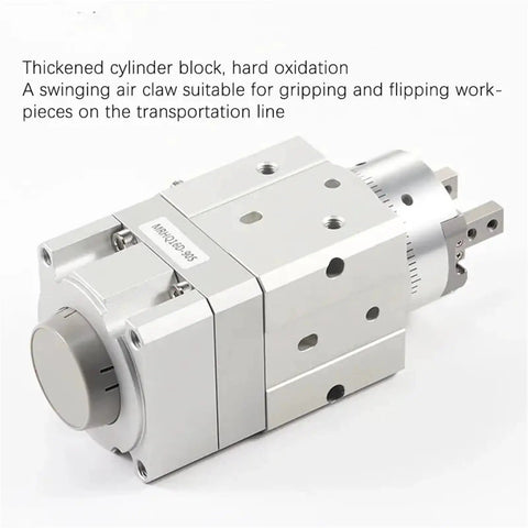 Totally Rock Solid Angular Rotary Actuator Air Gripper Compatible With MRHQ16 Series Pneumatic Cylinder For Heavy Duty Automation Work That Kicks Ass On Busy Workshop Floors All Day Long - silver air gripper with thick cylinder block