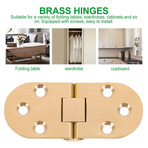 Brass Folding Table Hinge With Round Edges Heavy Duty Desk Hinge For Computer Desks And Furniture Accessories Flush Mount