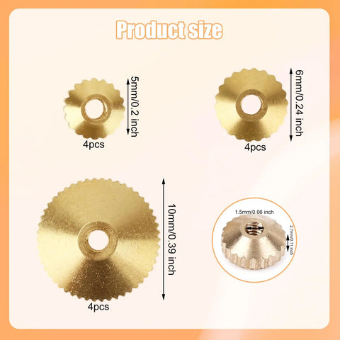 12 Piece Brass Clock Hand Nut Set With Three Sizes 5mm 6mm And 10mm for Grandfather Wall and Mantel Clocks Replacement Kit