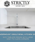 Beefy 23 Inch Undermount Single Bowl Kitchen Sink With Round Drain 18 Gauge Stainless Steel Deep 9 Inch Basin Shown Installed