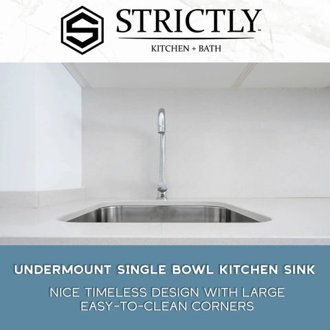 Beefy 23 Inch Undermount Single Bowl Kitchen Sink With Round Drain 18 Gauge Stainless Steel Deep 9 Inch Basin Shown Installed