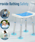 Adjustable Shower Chair With Tool Free Assembly And Anti Slip Bath Stool For Inside Shower, Durable Aluminum Legs
