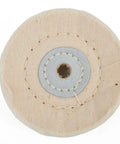 Top view of Pro Grade Cotton Buffing Wheel for Auto Detailing and Metal Polish, 2 to 8 inch, firm yellow cotton material.