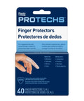 Box of Flents Protechs Finger And Toe Protector Covers For First Aid, durable latex shields in assorted sizes S M L, 40 count.