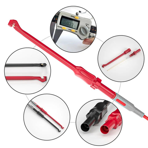 Automotive Multimeter Test Leads Kit With Wire Piercing Clips And 4mm Banana Plugs Right Angle And Straight Probes 3 Ft Extension Cable Set