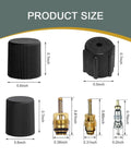Product size chart for 7 Piece Car AC Valve Core Kit With Caps And Seals For DIY No Fuss Friendly AC System Repair Includes R12 Cores And Core Seats Universal Black Durable Finish For Easy Replacements And Leak Proof Performance On Most Vehicles.