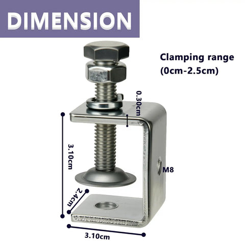 Heavy Duty C Clamps And Mini Tiger U Clamps Featuring Rust Resistant Galvanized Steel, 3.1 cm clamping range for woodworking tasks.