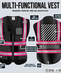 High Visibility Reflective Safety Vest With Custom Logo Hi Vis Work Uniform Built Tough For Construction Sites And Trucking Pros Who Gotta Get The Job Done showing pockets and reflective strips.