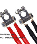 Heavy Duty Car Battery Terminal Kit With Four Piece 3 8 Inch Pure Copper Wire Lugs and Heat Shrink Tubing with cable ends.