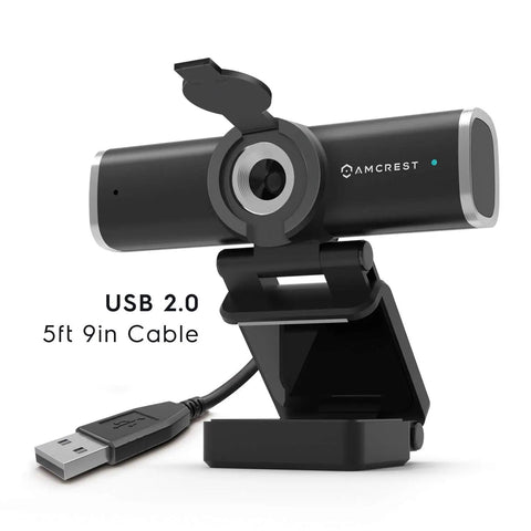 Plug And Shoot 1080P Hd Webcam With Built In Stereo Mic For Desktop Pc And Laptop showcasing USB 2.0 cable and adjustable clip.