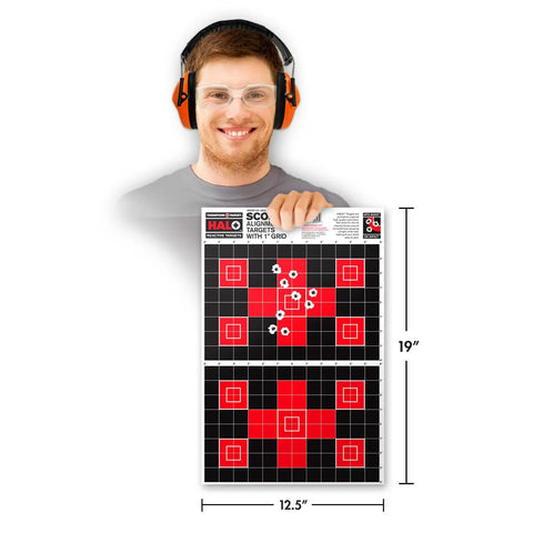 Halo Scope Target With Bigger Burst Technology for Easy Optic Zeroing, high-visibility 12x19 inch, reactive splatter target displayed.