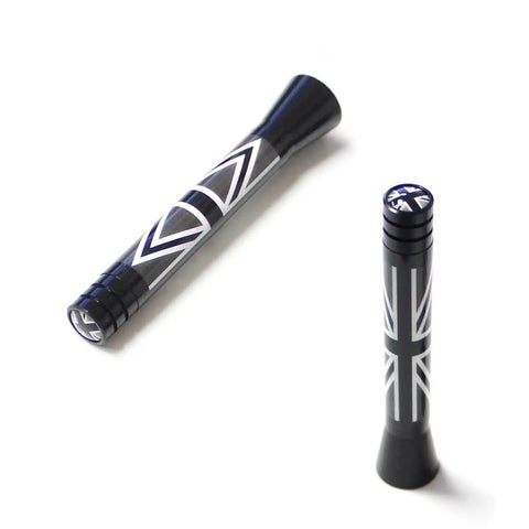 Union Jack Theme 3 Inch Short Antenna Topper For MINI Cooper All Models And More Cars, Gloss Black White Grey Finish