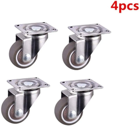 Four Piece Furniture Casters With Soft Rubber Swivel Wheels Features Smooth Rollin Glide And Solid Shock Absorption While Keeping Your Floors Scratch Free During Quick Room Makeovers, silver casters with brown wheels.