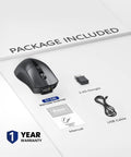 Package contents of 2-In-1 Wireless Mouse And Barcode Scanner With Bluetooth QR Code Reader, including USB cable and 2.4G dongle.