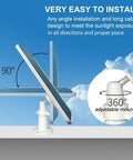 Durable Solar Panel for SimpliSafe Outdoor Camera Series 2 Waterproof Charger with 360 Degree Adjustable Mount displayed on a stand