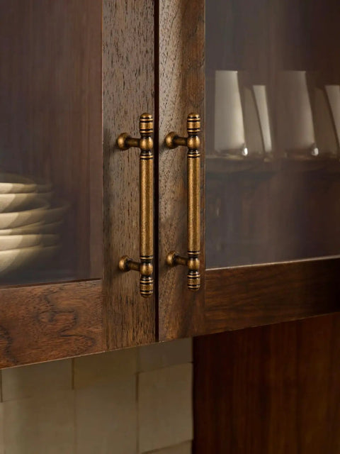 Vintage Antique Brass Cabinet Pulls Set Of Five With Three And Three Quarters Inch Hole Centers on wooden cupboard doors