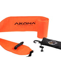 Bright Orange Hi Vis Safety Tube For Boating 40 Inch Long Rescue Tube With Mouth Inflation High Visibility Flotation Device, rolled and unrolled view