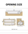 Diagram showing opening size dimensions for Rugged Heavy Duty Black Hidden Gate Hinge Set For Casement Doors 2 Pack 80Kg Capacity
