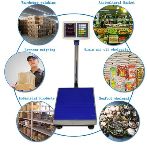 Heavy Duty Digital Floor Scale Stainless Steel Platform HD LED Display for warehouse and commercial weighing applications.