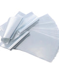 Odorless PVC Heat Shrink Wrap Bags 8x12 Inches, 100 Gauge, 100 Pack For Fast Packaging, clear PVC shrink bags stacked