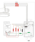 Wiring diagram showing connections for Bathroom Exhaust Fan With Light 80 CFM 2.0 Sones Quiet Ceiling Vent, Dimmable 15W Dope LED Lights.