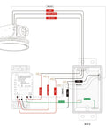 Wiring diagram for Ultra Quiet Bathroom Exhaust Fan With LED Light 80 CFM 2 Sones, showing connections and components.