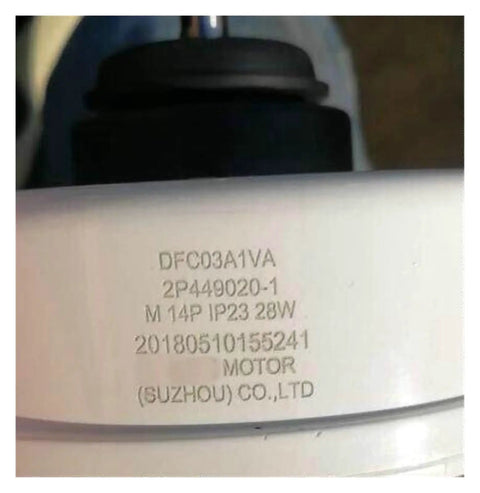 Heavy Duty Air Conditioning Motor EAU57945714 For Industrial And Home Use Model WZDK46-38G close-up view of motor specifications.
