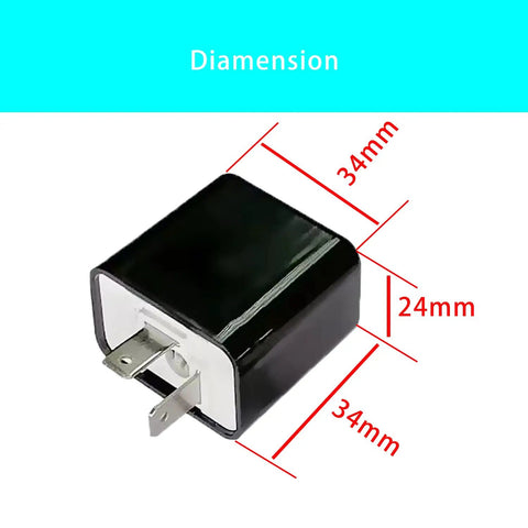 12V 2 Pack Adjustable 2 Pin Prong Flasher Relay for LED Turn Signals Fits Cars and Motorcycles Hyper Flash Replacement dimensions