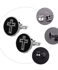 Cross Cufflinks For Men Titanium Steel Durable Dress Fasteners Stylish Decorative Shirt Buttons 1 Pair Ready For Work Meetings