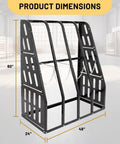 Heavy Duty Vertical Pipe And Lumber Storage Rack For Garage Or Workshop Boasts Four Wide Bays Welded From Rock Solid Steel To Haul Heavy Loads No Sweat, 60" height, 48" width, 24" depth.
