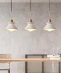 Modern E26 Concrete Pendant Lights Set With Industrial Cement Vibe in Nordic kitchen decor over wooden dining table